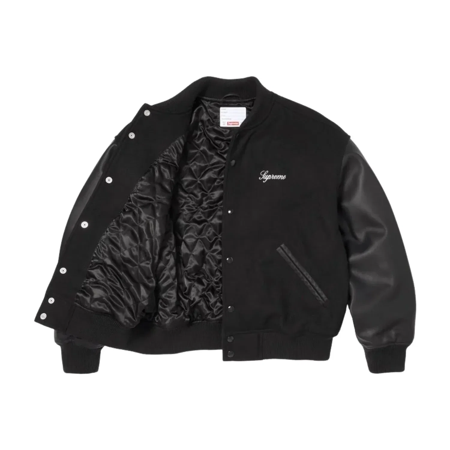 Куртка Supreme SS26 Cross Varsity Jacket 'Black' SUP-SS26-155-BLK, черный — фото 3