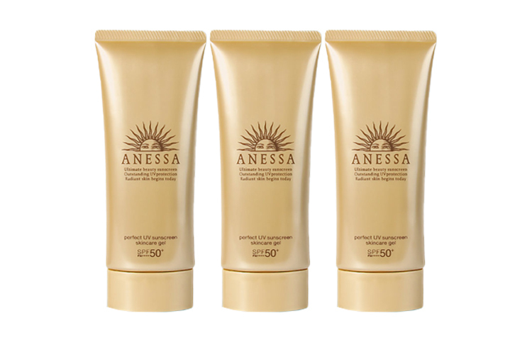 ANESSA ANRESHA Golden Jeli солнцезащитный лосьон 2020 Edition Waterproof And Sweatproof увлажняющий SPF50+PA+++ 90g/90g*2/90g*3 — фото 3