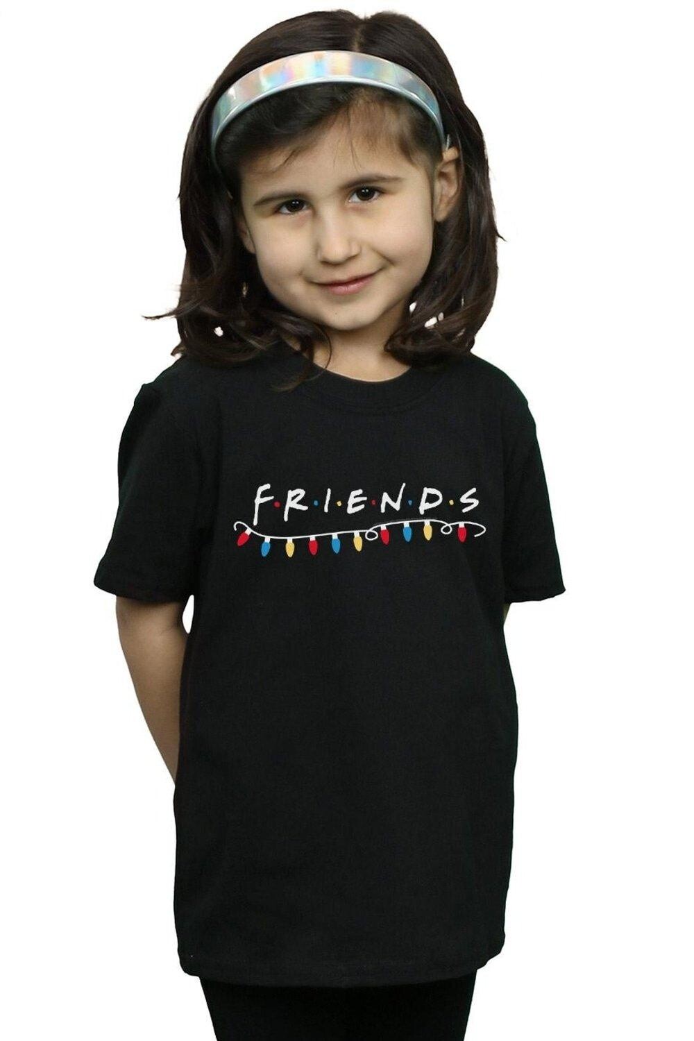 

Хлопковая футболка с рождественскими огнями Friends, черный