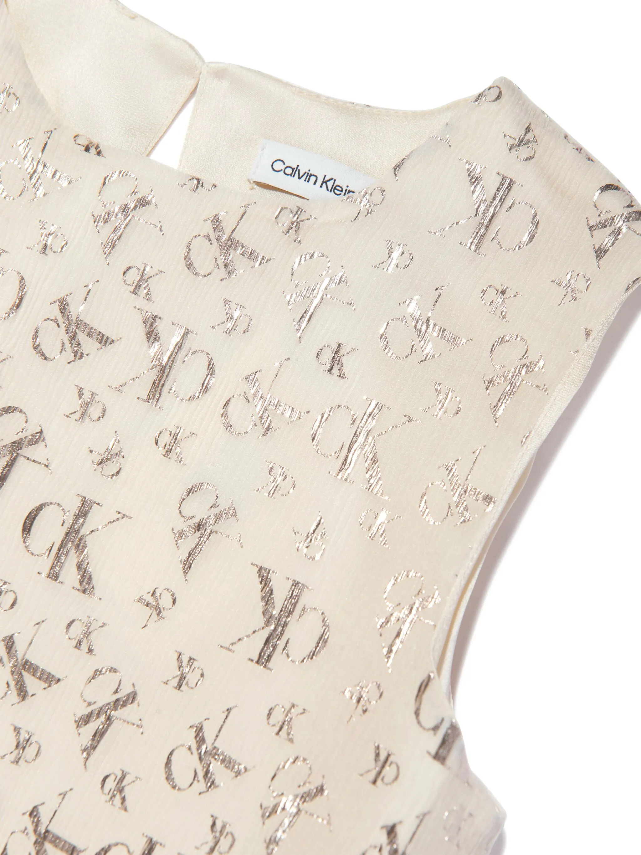 Многослойное платье с логотипом Calvin Klein Kids, бежевый — фото 3