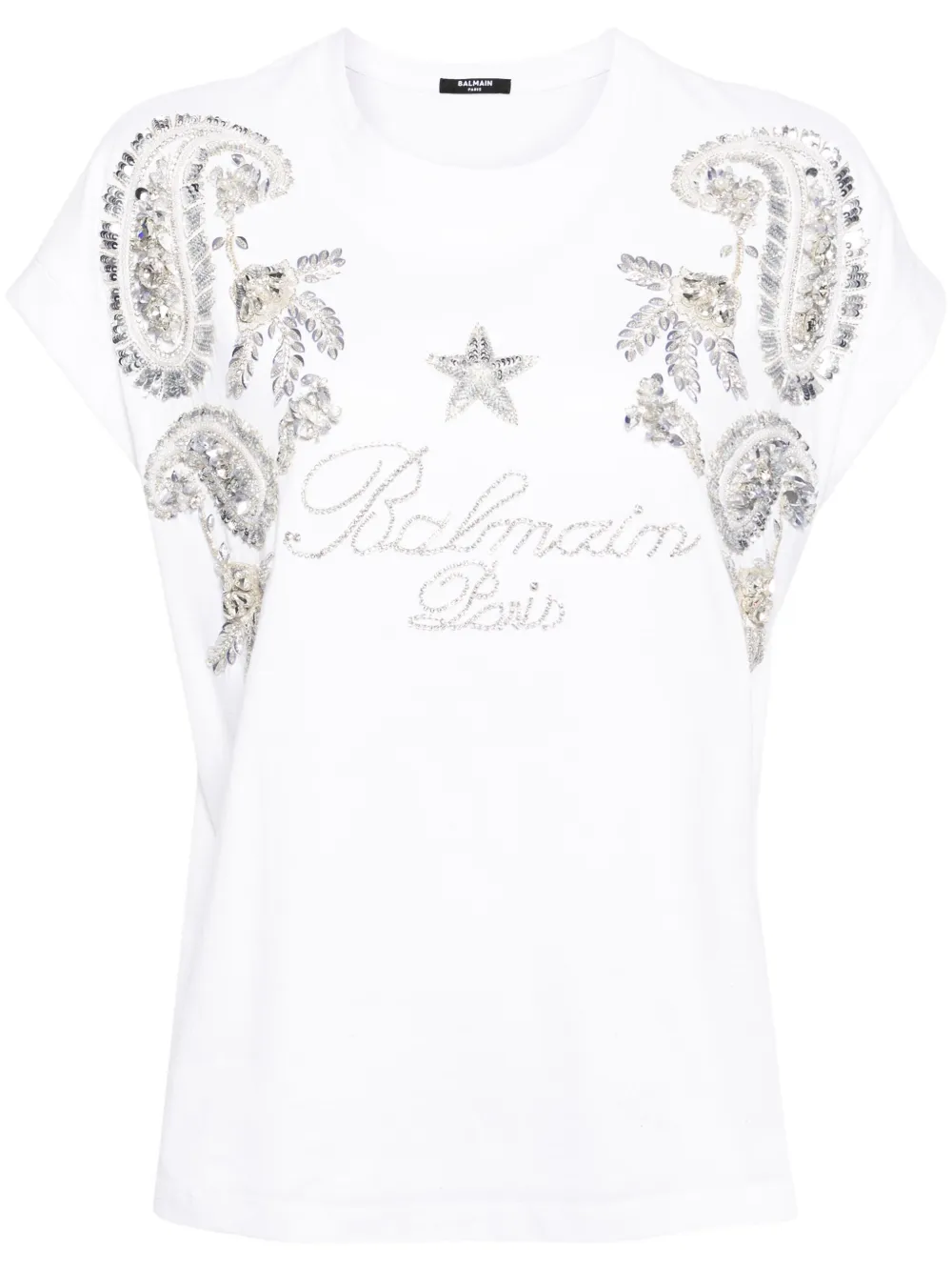 

Футболка с кристаллами BALMAIN, белый