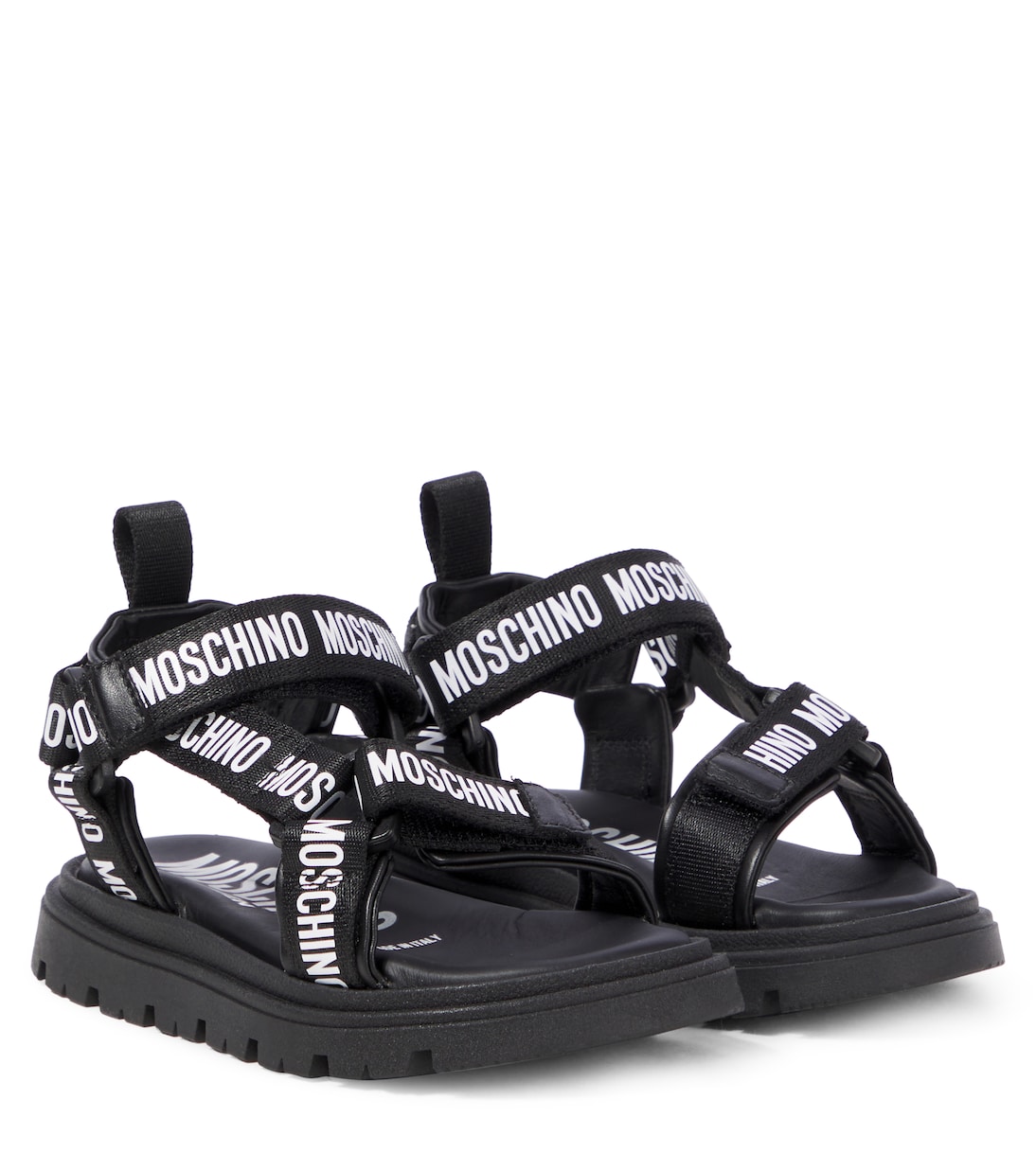 

Кожаные сандалии с логотипом Moschino Kids, черный
