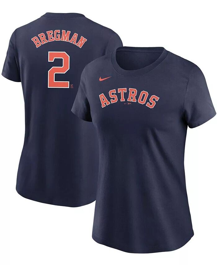 

Женская темно-синяя футболка Alex Bregman Houston Astros с именем и номером Nike