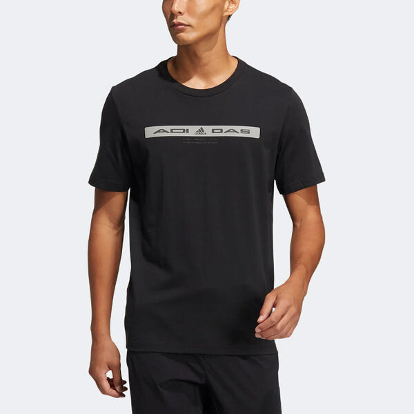 Футболка adidas Alphabet Pattern Printing Round Neck Short Sleeve Black, мультиколор — фото 2