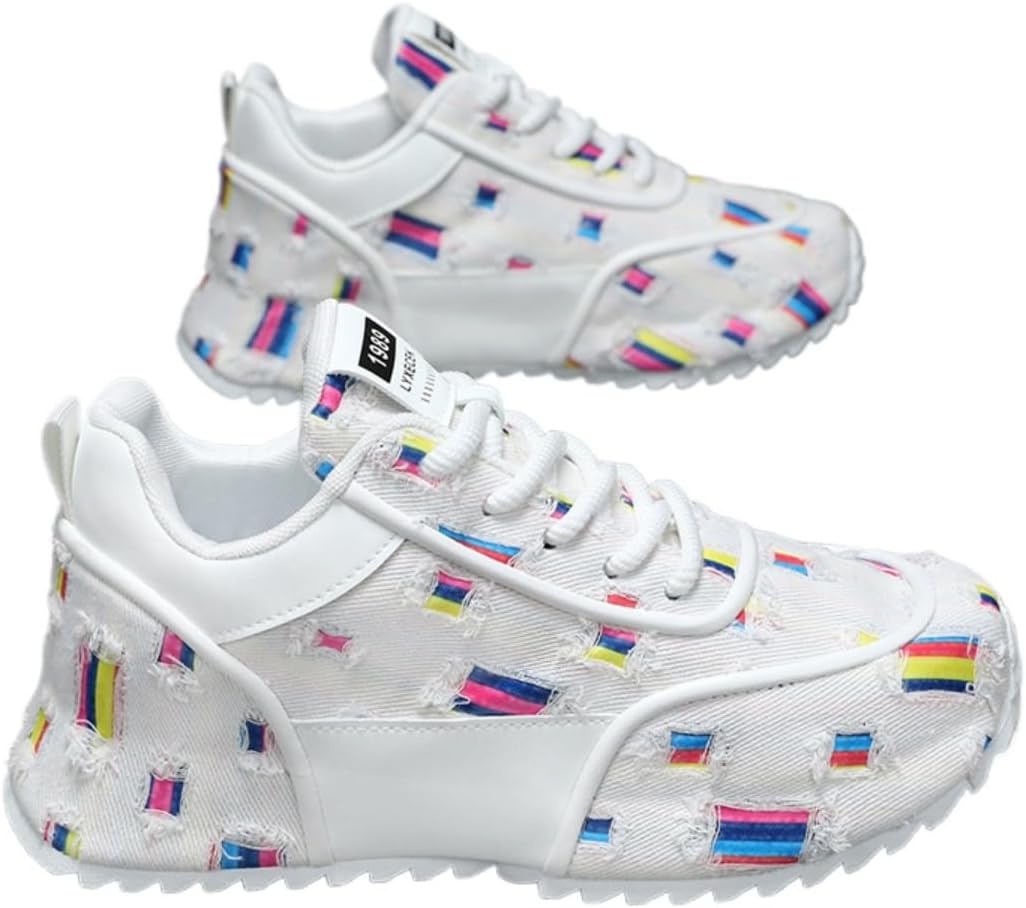 

Вязаные сетчатые легкие дышащие кроссовки для мужчин Y2K, повседневные с шнуровкой, мягкой подошвой, для бега, прогулок на улице, путешествий и ежедневного стрит-стиля Ppoiuff, белый