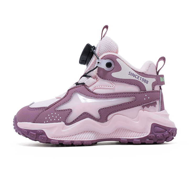 

Нескользящие износостойкие высокие детские кроссовки для повседневной носки BOBDOG, розовый/розовый/фиолетовый