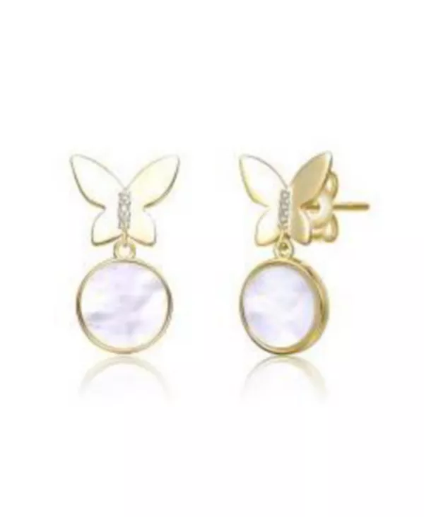 

Серьги Rachel Glauber с покрытием из 14-каратного золота и белым перламутром в форме круга и бабочки Gigigirl, gold