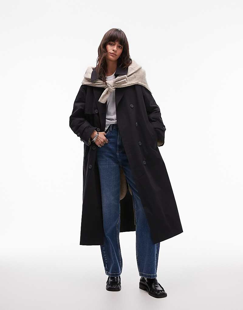 

Topshop – антрацитовый тренч 2-в-1 с искусственной овчиной