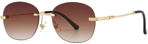 

Солнцезащитные очки без оправы, круглые, для женщин, ретро, ​​маленькая металлическая оправа, для путешествий, уличной фотосессии, с защитой от УФ-излучения UV400. 2027 год MTZJH, 6