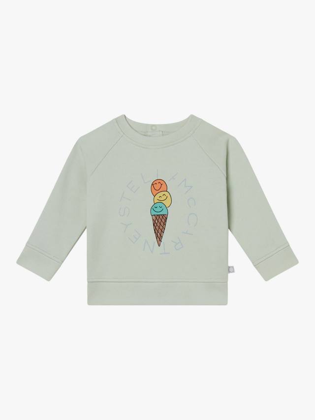

Детская хлопчатобумажная толстовка с мороженым Stella McCartney Kids, зеленый