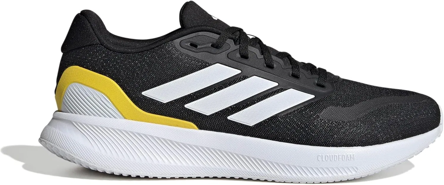 Мужские беговые кроссовки Adidas Runfalcon 5, Core Black Cloud White Yellow — фото 2