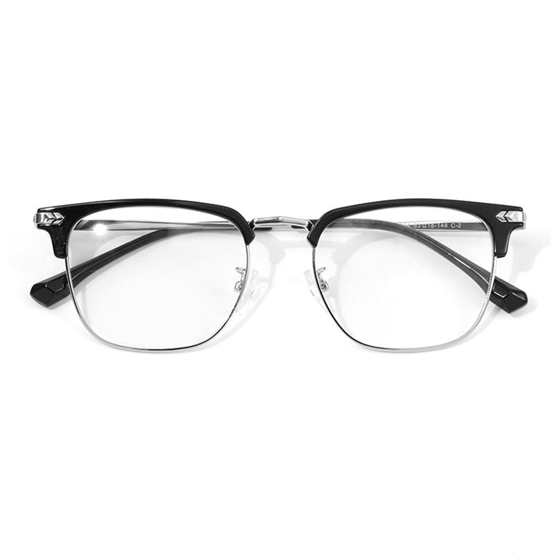 

RUOYUN Мужская оправа для очков бровей из нержавеющей стали TR90, Black Silver