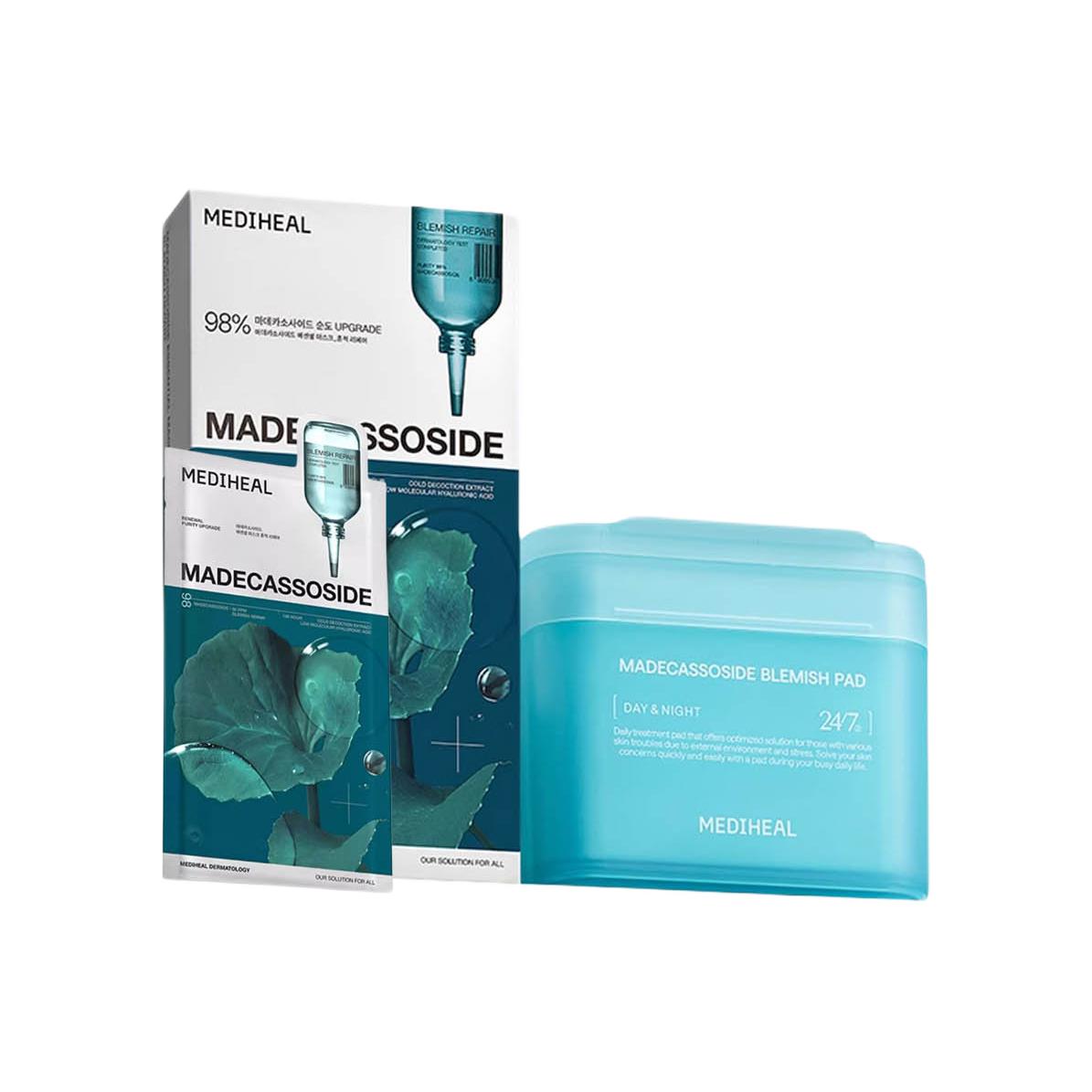 

Набор для ухода за кожей MEIDIHUIER Centella Asiatica с ватными дисками и сыворотками, увлажняющий и успокаивающий MEDIHEAL, two-piece set: licorice root cotton pads 100 pcs/box+licorice root facial mask 10 sheets/box