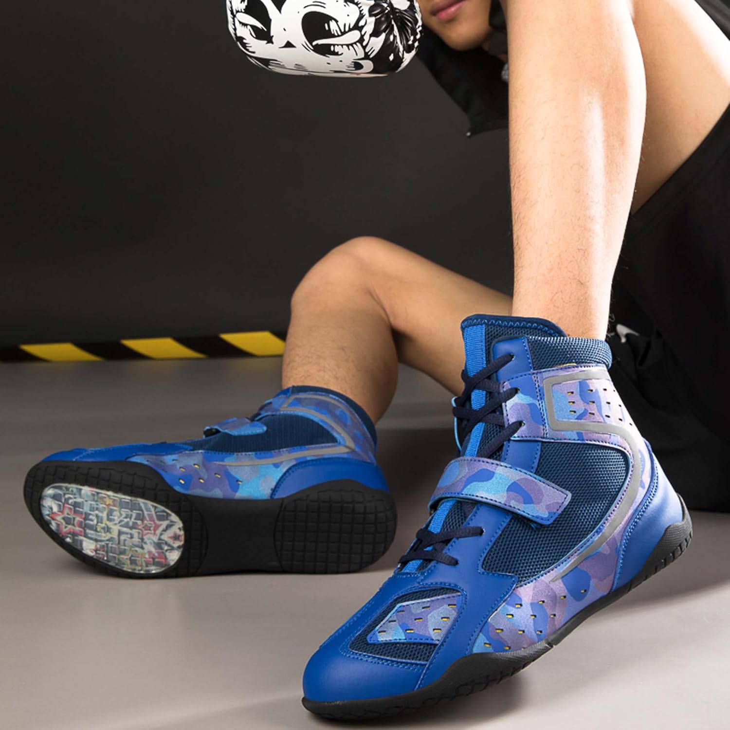Легкие дышащие боксерские кроссовки Non-Slip Pro для борьбы, синие боксерские туфли Mekuk — фото 3