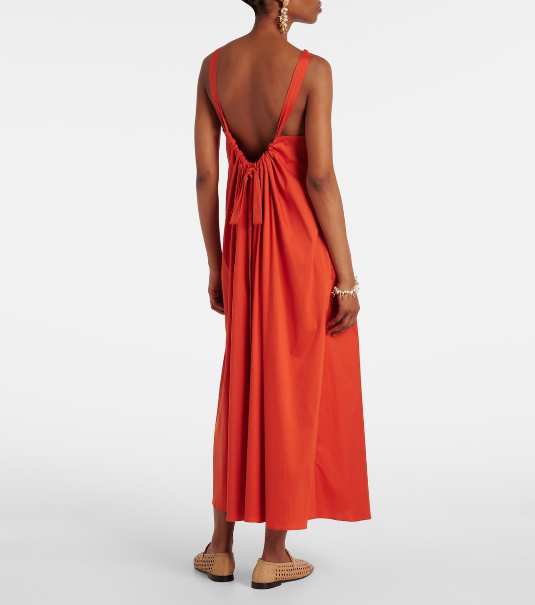 Платье макси Romea из хлопкового поплина Max Mara, Paprica — фото 3