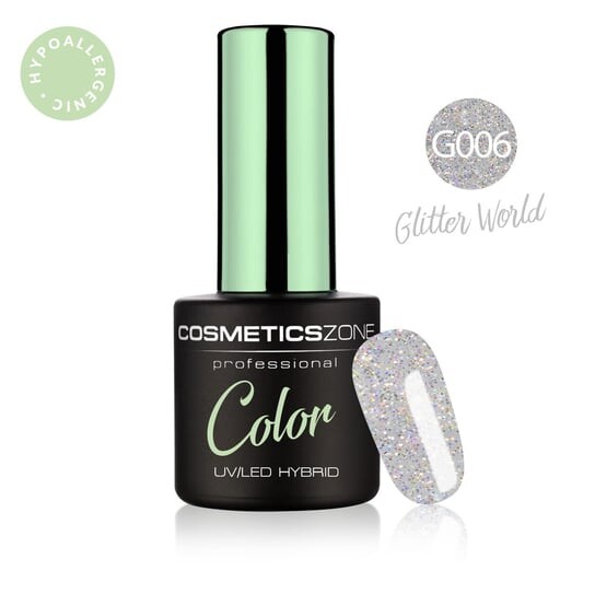 

Гипоаллергенный гибридный лак для ногтей, Glitter World G006, 7мл Cosmetics Zone