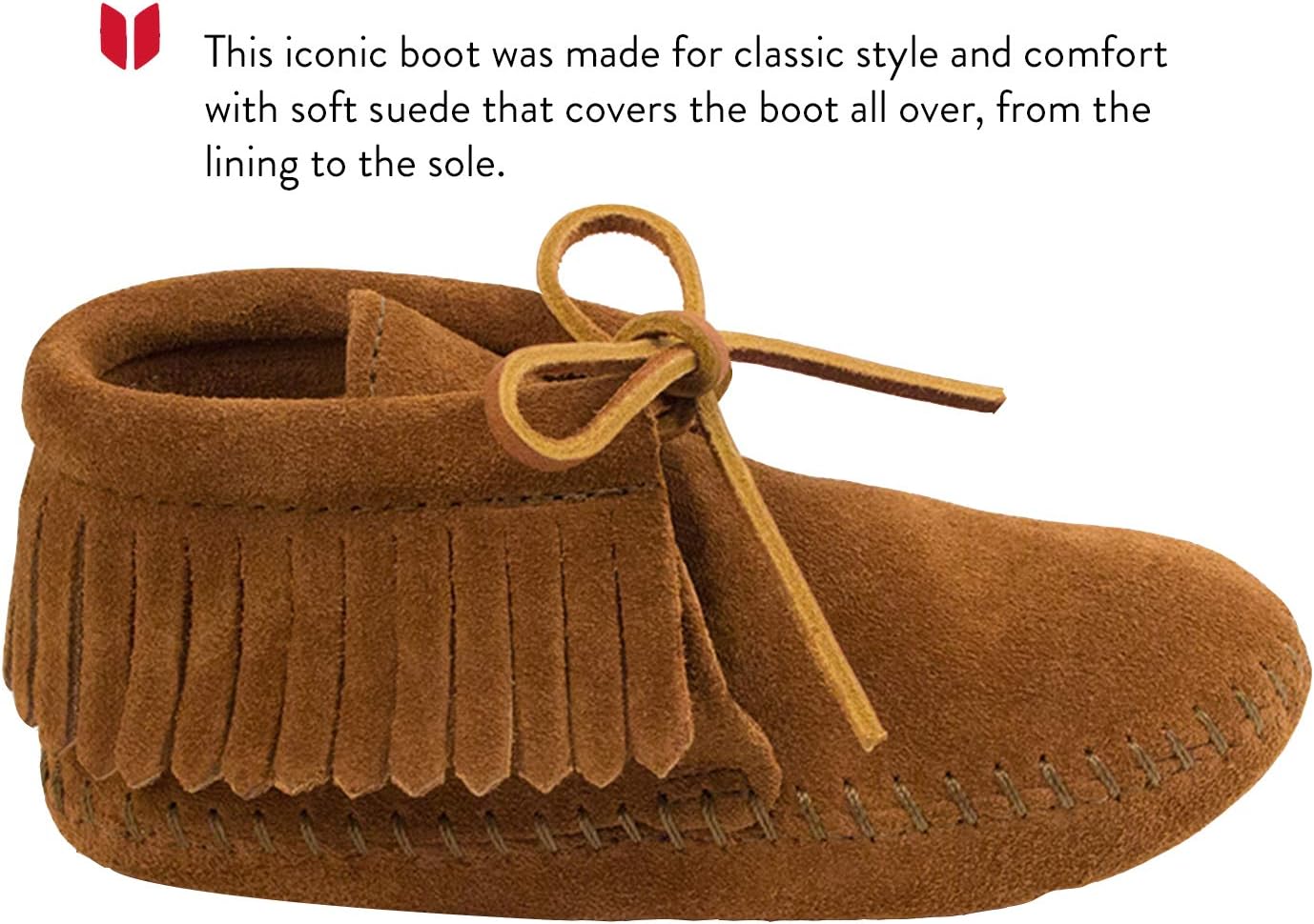 Классические бахромчатые ботинки Minnetonka (для малышей/детей младшего возраста/подростков), Little Kid (4-8 Years) Brown — фото 2