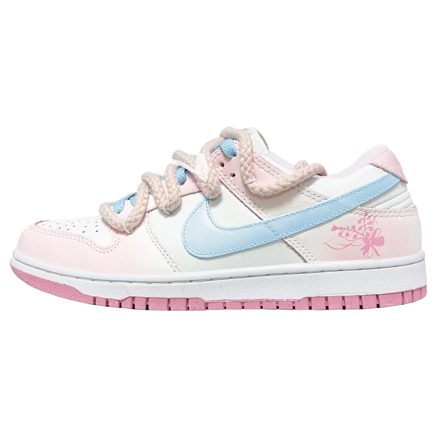 Кроссовки для скейтбординга Dunk Floral Ages cushioning abrasion resistant slip resistant low top синий розовый подростковые Nike, Blue Pink