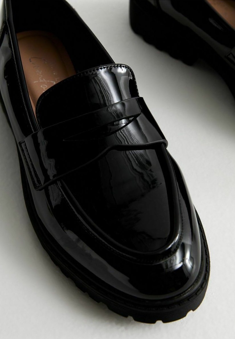Ботинки BLACK PENNY STRAP PATENT LOAFERS New Look, черный