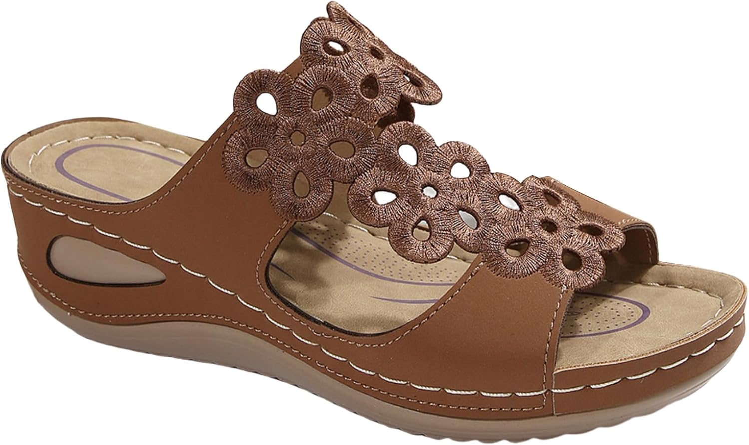 

Женские босоножки на танкетке, стильные повседневные шлепанцы, с вырезами, на платформе, удобные для ходьбы, легкие с ортопедической подошвой из памяти формы, летние босоножки для отпуска Generic, коричневый