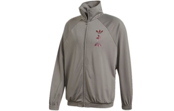 Куртка originals logo printing sports stand collar jacket gray Adidas, серый — фото 2
