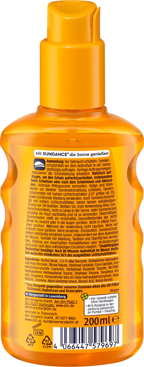 Солнцезащитный спрей SUNDANCE Sonnenspray transparent LSF 50, 200 ml — фото 2