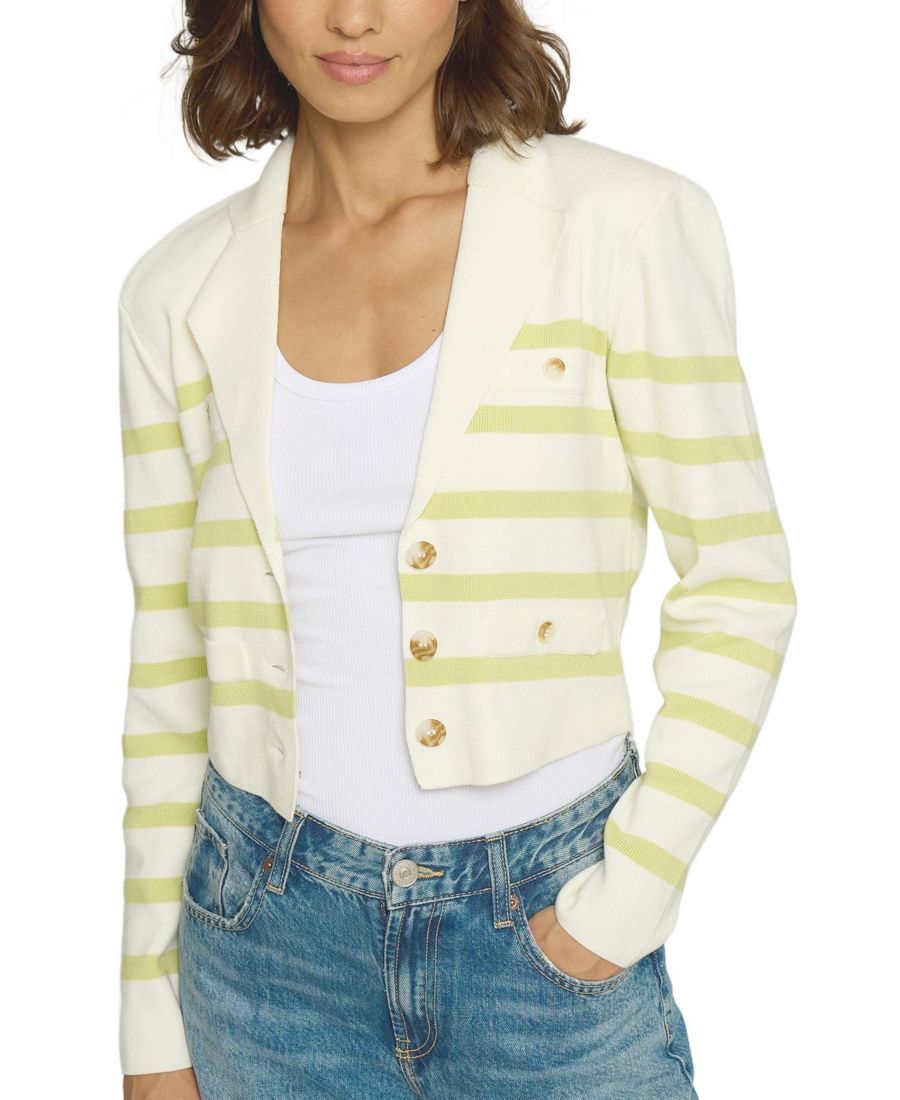 

Женский полосатый трикотажный блейзер Central Park West, Citron stripe citr