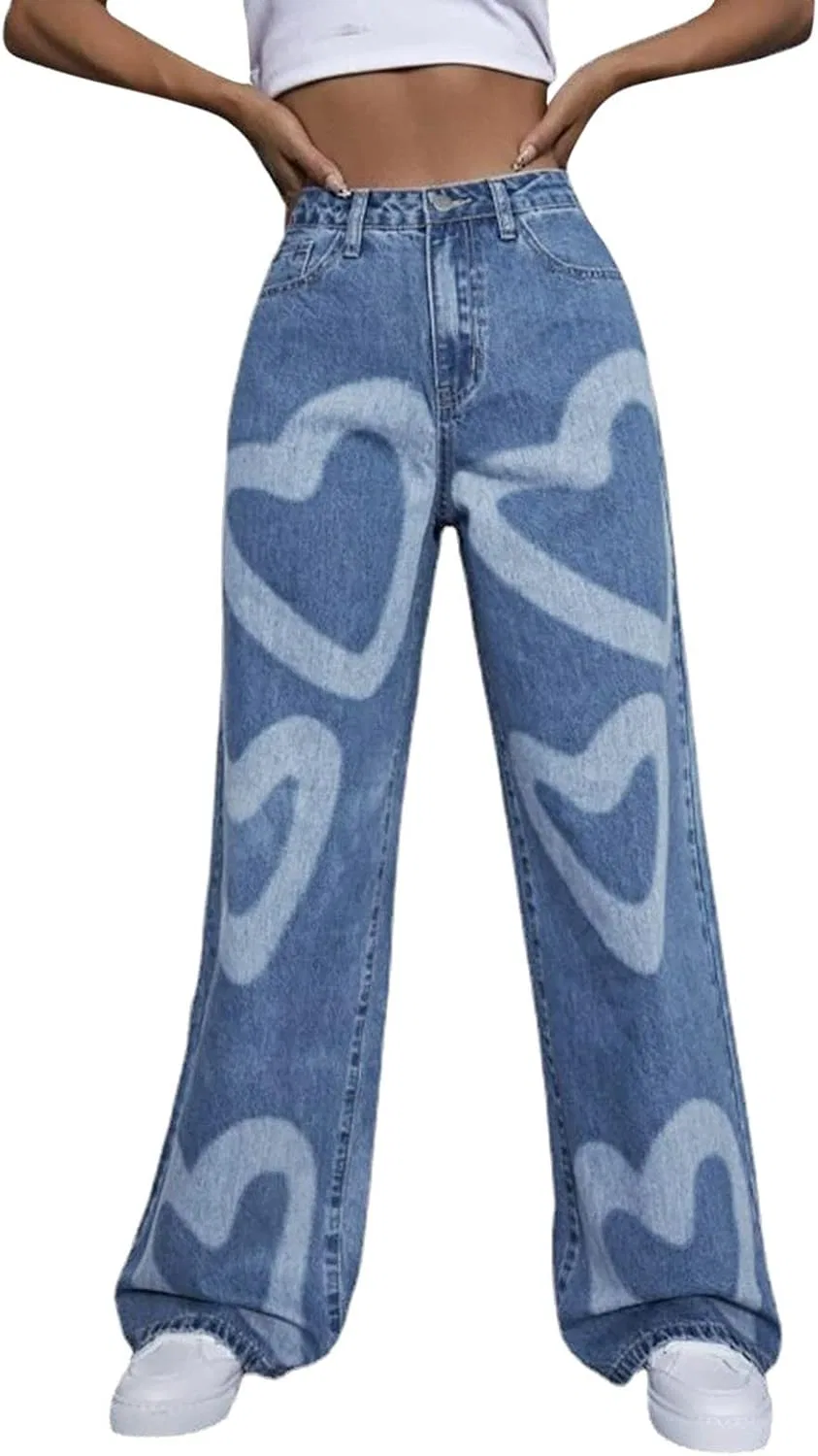 Джинсы свободные, Y2K, Wide Leg, High Waisted, Ripped, Hip Hop Streetwear, D2