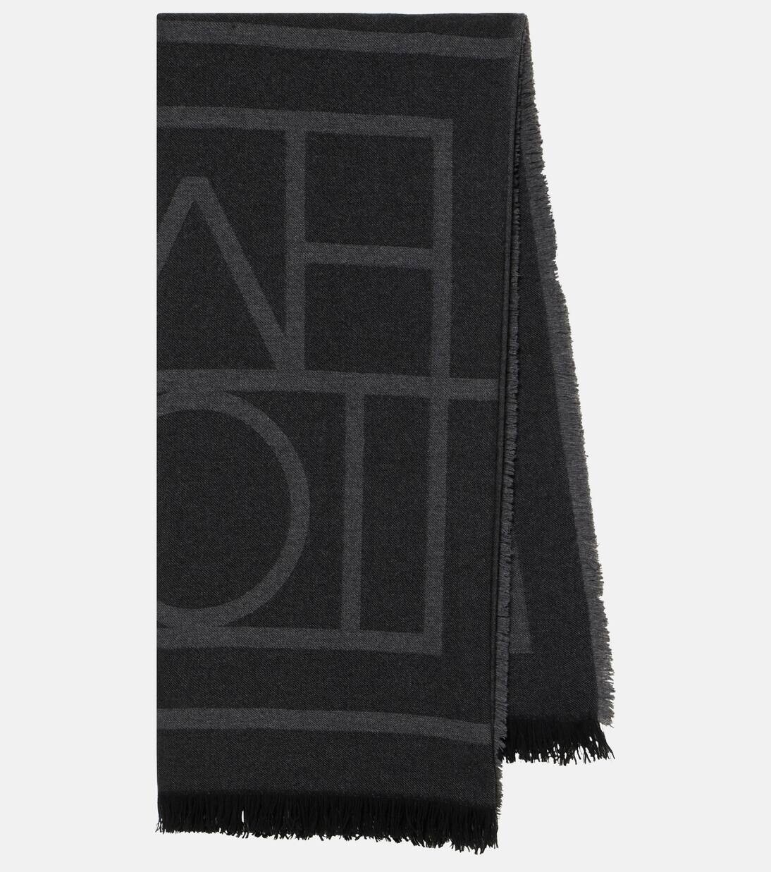 

Шарф из шерсти и кашемира с монограммой Toteme, цвет dark grey monogram