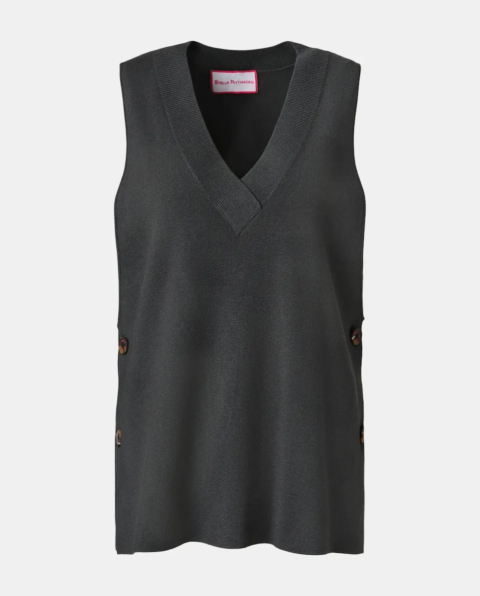 

Женский вязаный жилет с V-образным вырезом Stella Rittwagen, антрацитовый