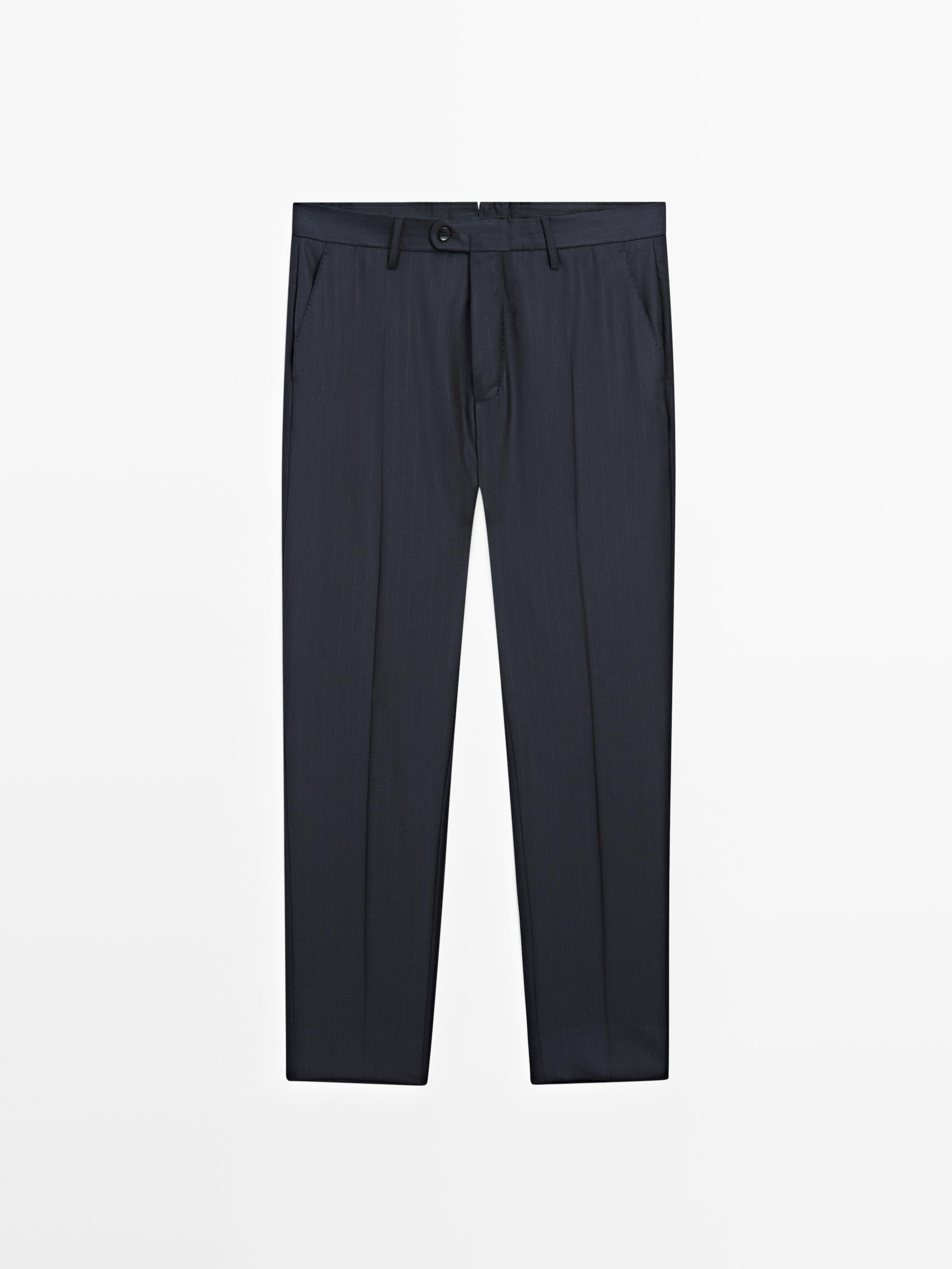 Шерстяные костюмные брюки Massimo Dutti, navy blue — фото 2
