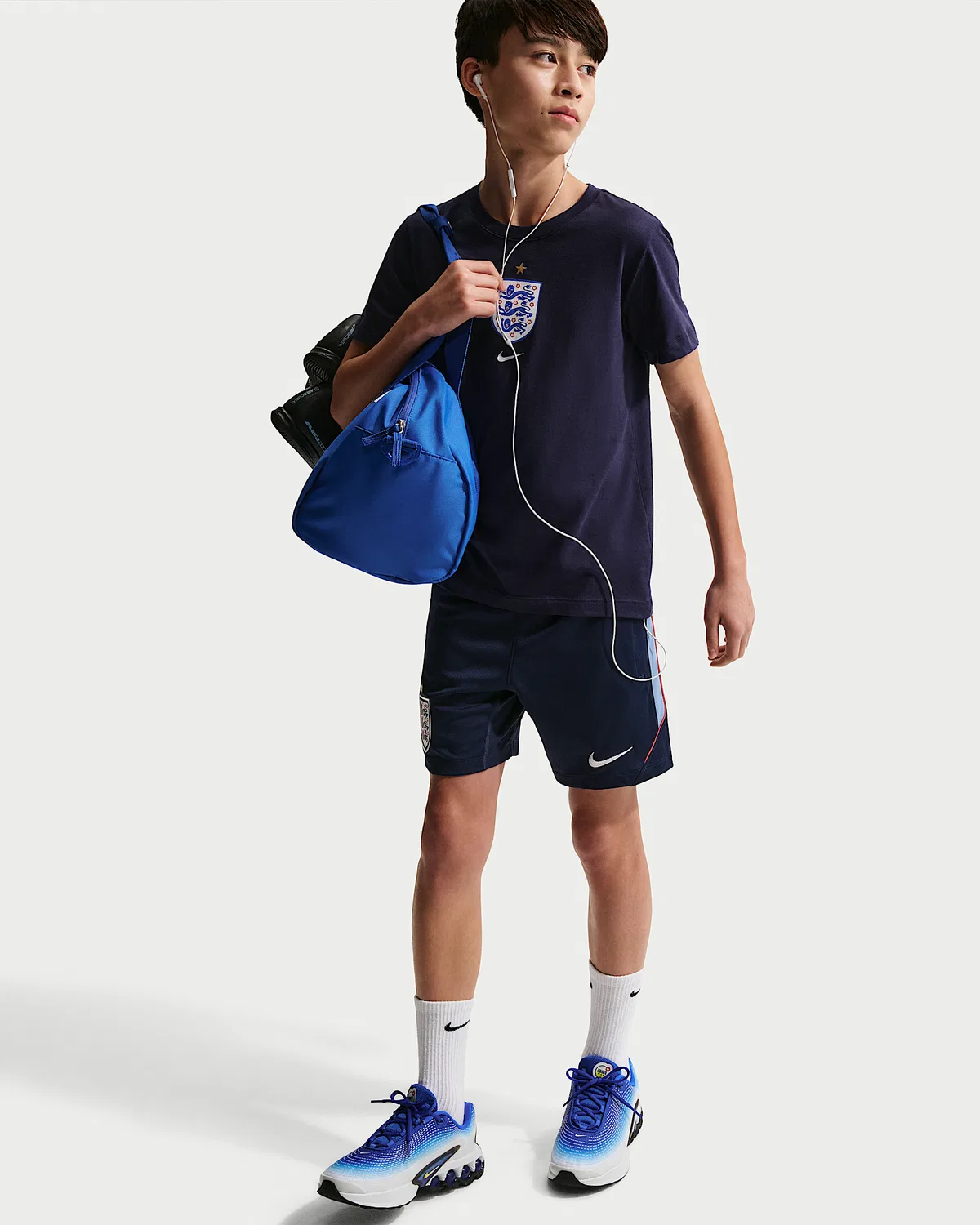 Большие детские шорты Nike Dri-FIT Soccer Knit Shorts England Strike, Obsidian/Speed Red/Work Blue/White — фото 4