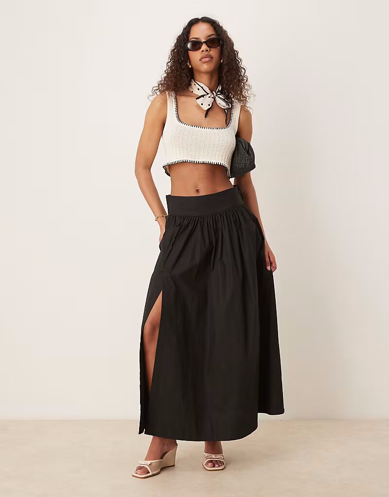 

Юбка-баллон макси Gina Tricot poplin черного цвета