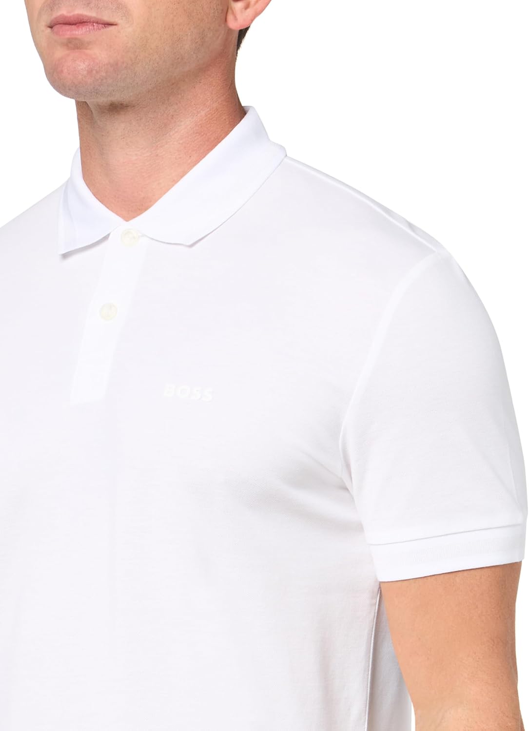 Мужская спортивная рубашка-поло BOSS Pio Sporty Tonal Collar, White Oak — фото 3