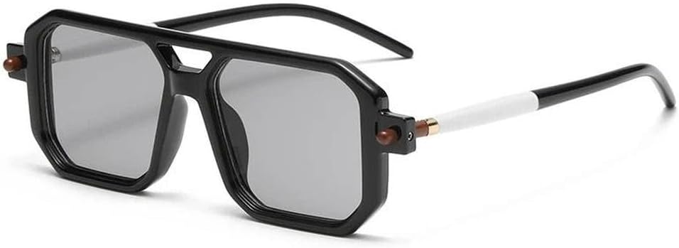 

Солнцезащитные очки с двойной перемычкой для женщин, модные градиентные очки с защитой от УФ-излучения UV400, ретро-многоугольные солнцезащитные очки для мужчин HVTVTLA, Black White