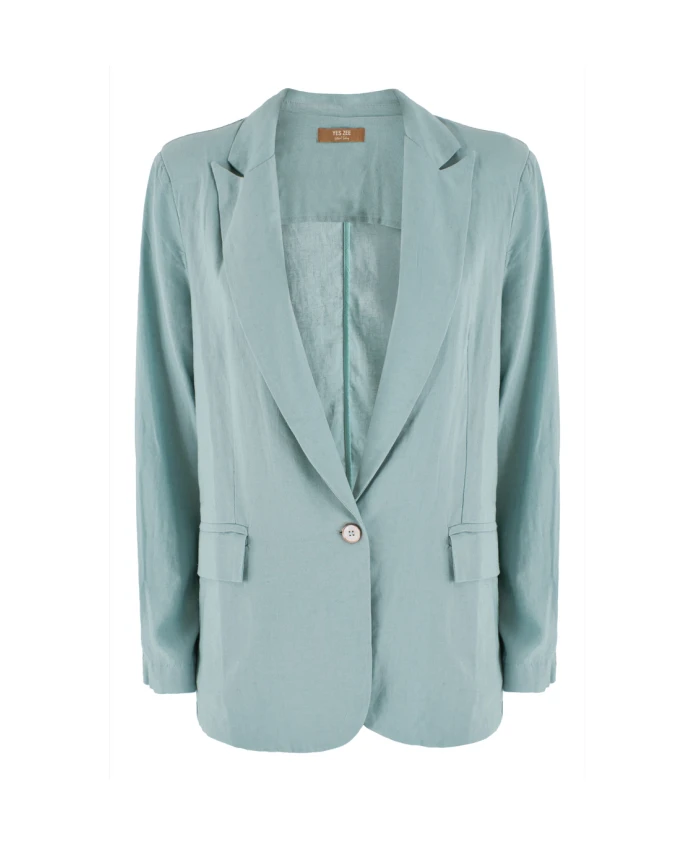

Стильный льняной жакет небесно-голубого цвета Yes Zee, синий