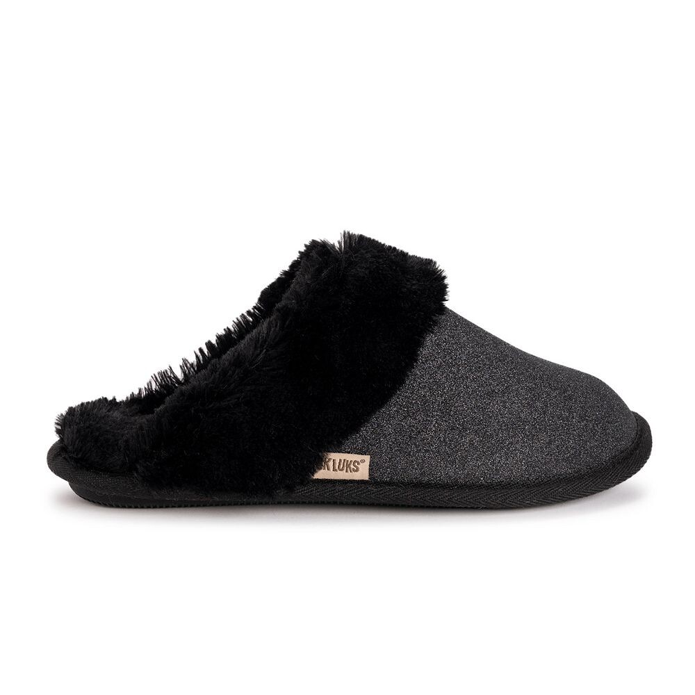 МУК ЛУКС Женские угловые тапочки с блестками Scuff MUK LUKS, цвет Rainbow Sparkle — фото 2