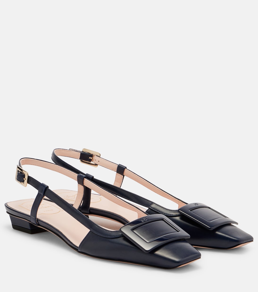 Belle Vivier 25 кожаные туфли-лодочки с ремешком на пятке Roger Vivier, Blu Chiaro