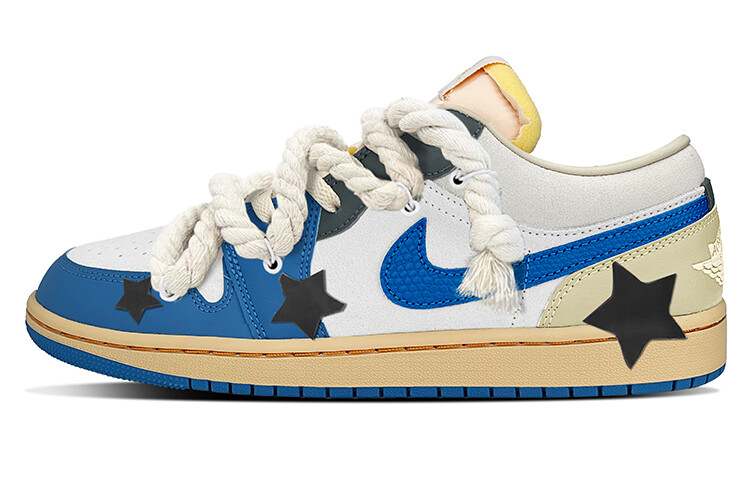 

Кроссовки Air Jordan 1 Vintage Basketball Shoes Men Low-top Grey/beige/blue, синий