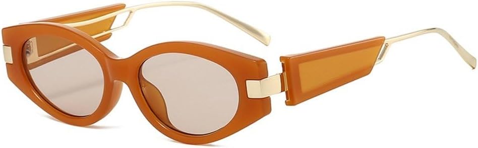 

Популярные модные солнцезащитные очки «кошачий глаз» для женщин, защита от УФ-излучения UV400, ретро-очки для мужчин с овальными линзами, панк-очки SKFGNX, Orange Champagne