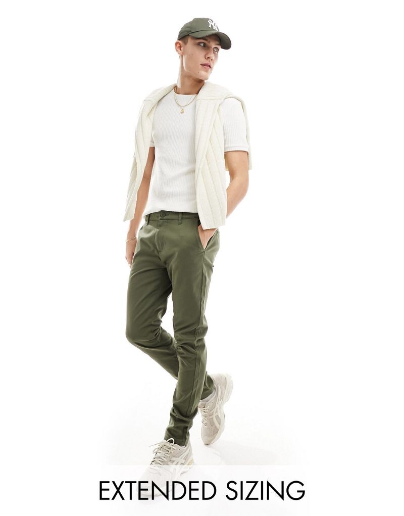 

Узкие брюки чинос цвета хаки ASOS DESIGN
