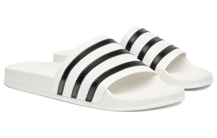 Adidas Fear Of God Athletics Adilette кремово-белые черно-белые, цвет Black White — фото 3