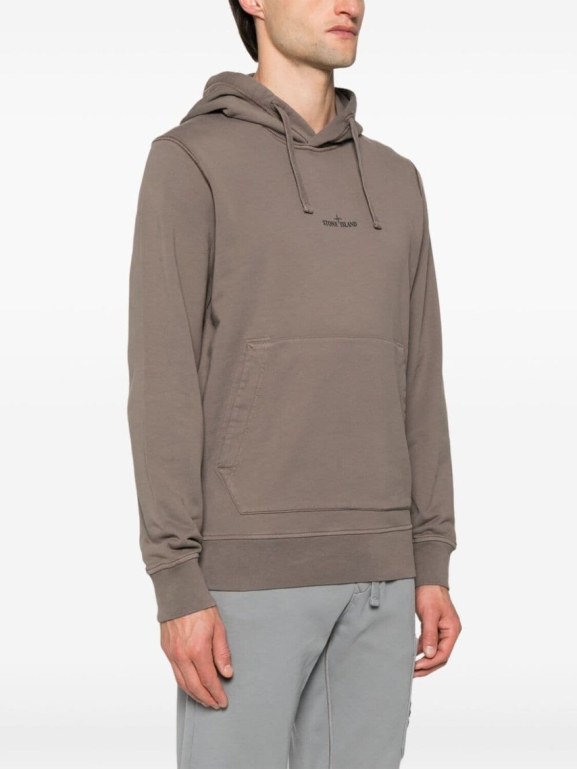 Stone Island хлопковая толстовка с логотипом, нейтральный цвет — фото 3