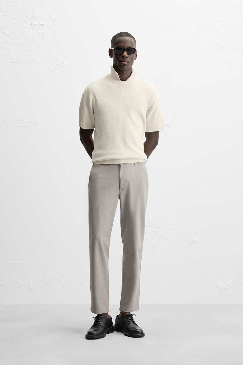 

Текстурированные комфортные брюки ZARA, бежевый