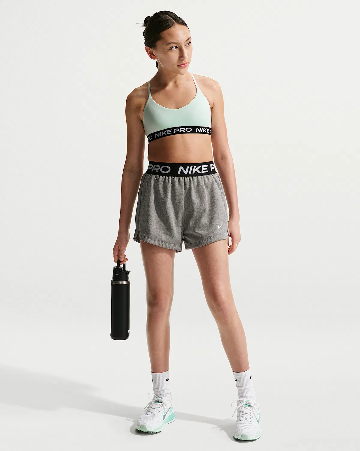 Детский (девичий) бюстгальтер Nike Pro Indy, Barely Green/Black/White — фото 4