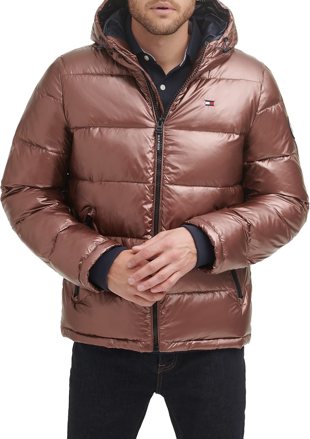 Мужская стеганая куртка с капюшоном Tommy Hilfiger (стандартная и для больших и высоких), Pearlized Brown