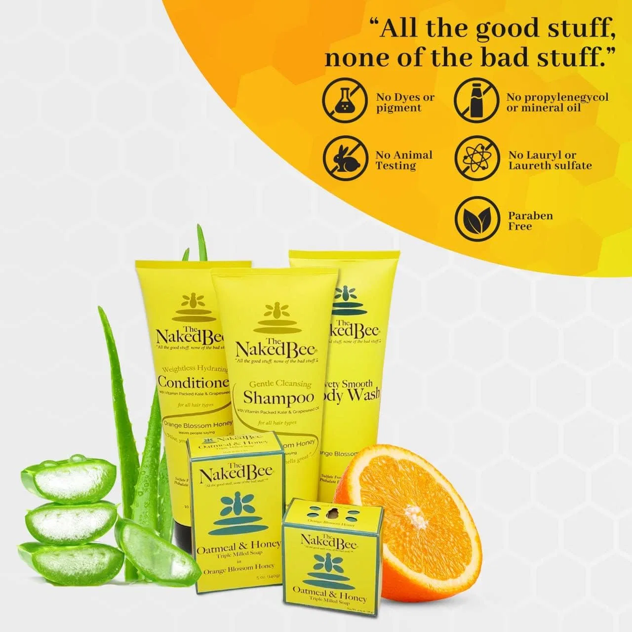 Набор для тела и рук Orange Blossom Honey Collection, The Naked Bee, 3 предмета, 39.23 куб. дюйма — фото 2