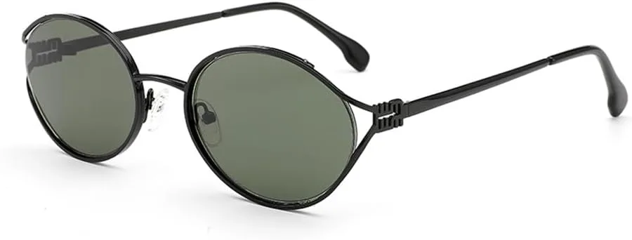 

Ретро-солнцезащитные очки в металлической оправе овальной формы для женщин и мужчин, для вождения, с маленькими солнцезащитными линзами UV400 VFDHN, Black Sun