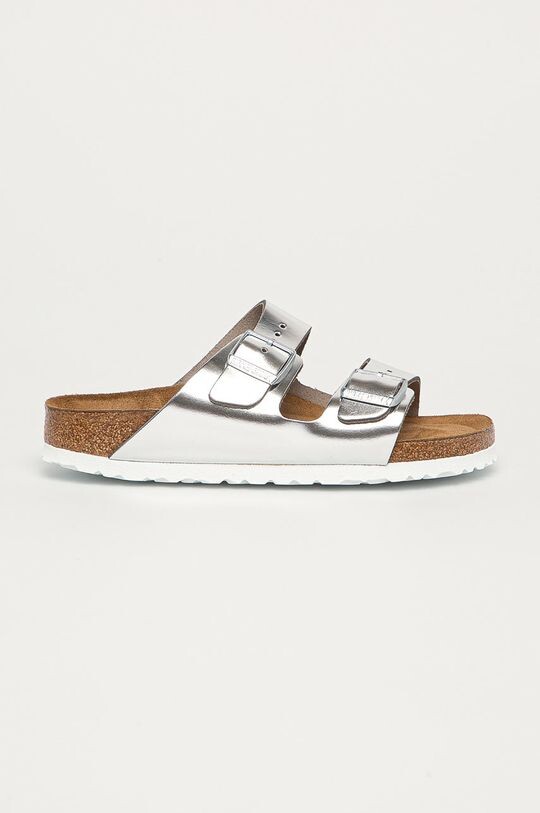 Кожаные шлепанцы Arizona SFB Birkenstock, серебро