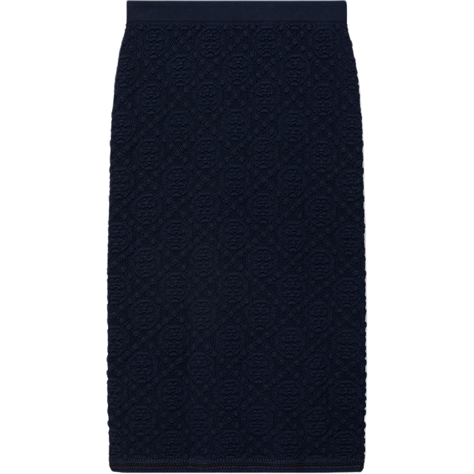 

Женская длинная повседневная юбка с монограммой T Tory Burch, темный marine синий